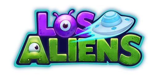 Los Aliens game logo wordmark with a UFO