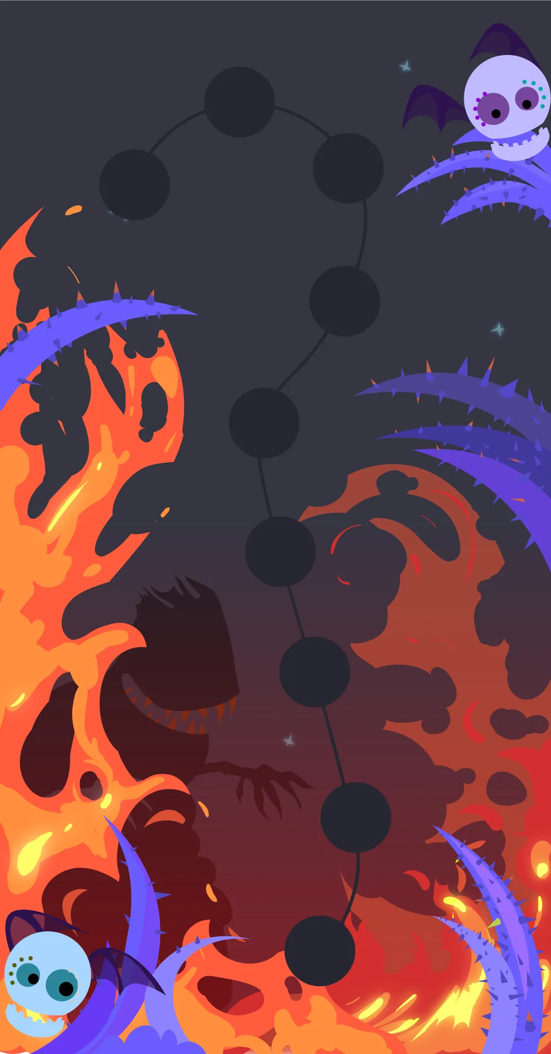 Quick Ball: fire-themed world map background