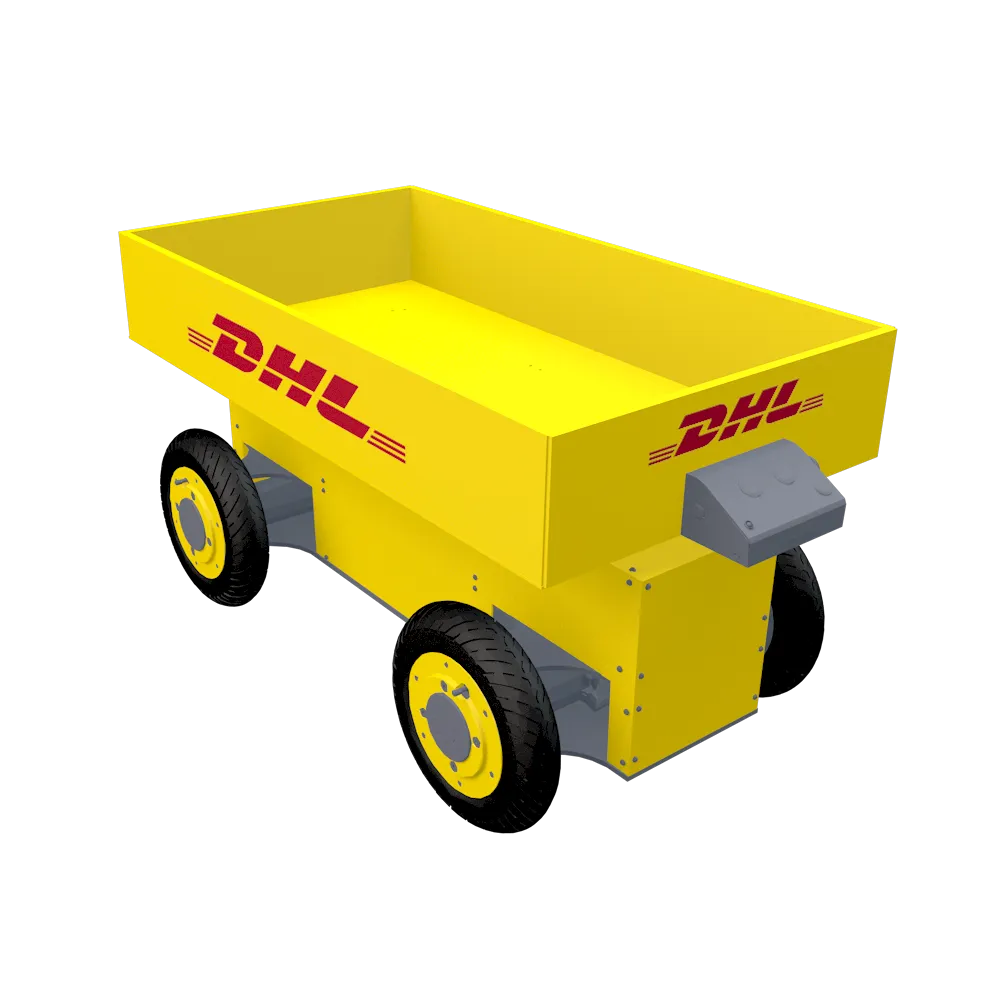 AR-collectible render of DHL's EFFIBOT delivery robot