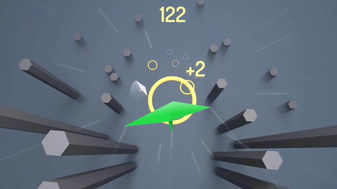 Skydiver: in-flight gameplay through an obstacle canyon